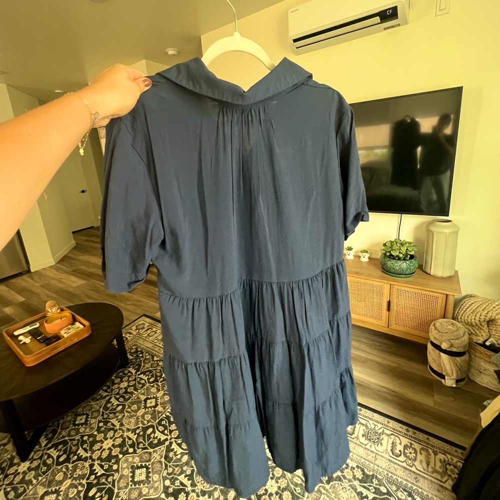 Navy mini button down dress - Picture 3 of 3